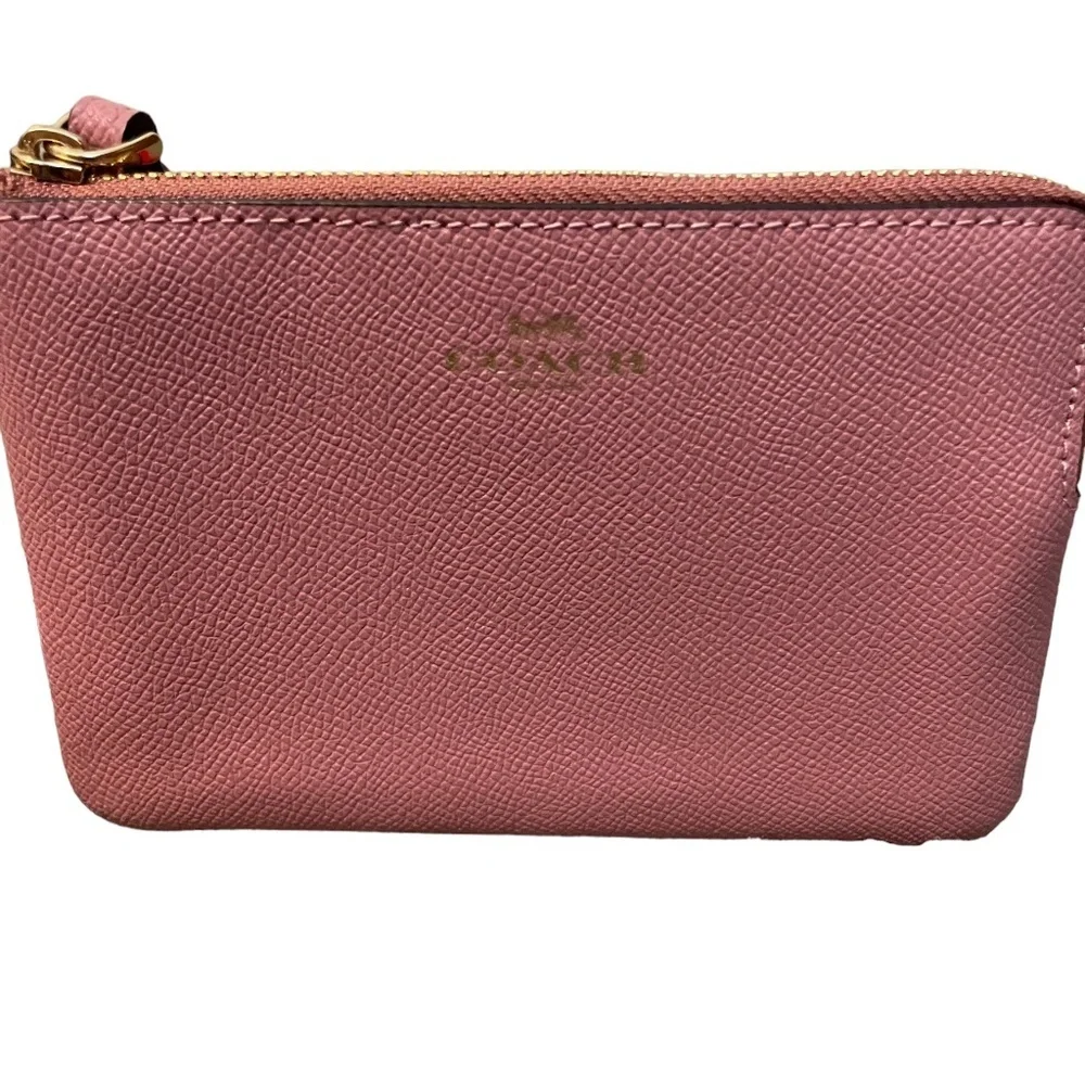 NEW COACH CORNER ZIP WRISTLET IN CROSSGRAIN‎ LEATHER